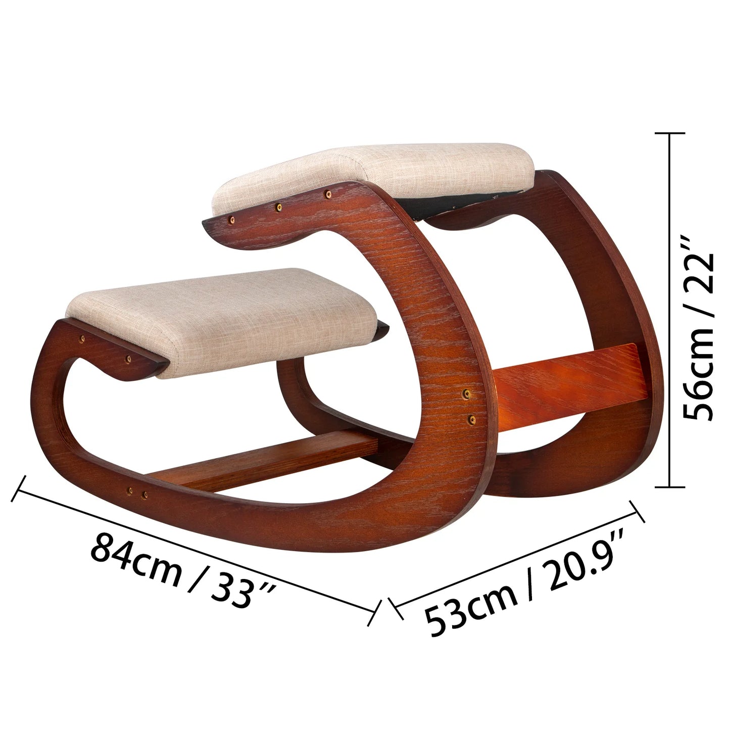 VEVOR Ergonomic Kneeling Chair Stool W/ Thick Cushion Home Office Chair Improving Body Posture Rocking Wood Knee Computer Chair