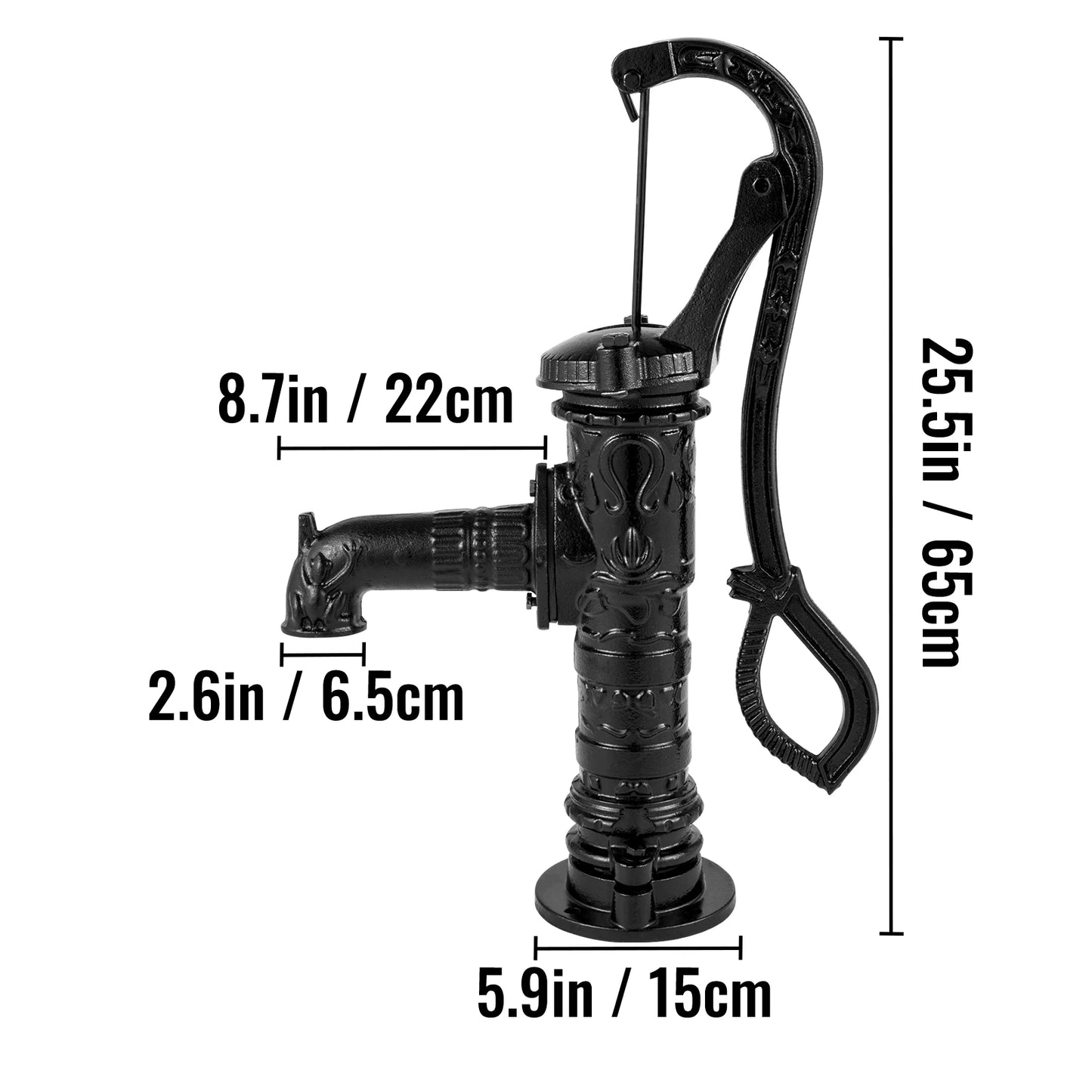 VEVOR Antique Iron Hand Water Pump Pitcher Pump Cast Iron For Outdoor Yard Ponds Garden Farm Well Ornament Feature Decoration