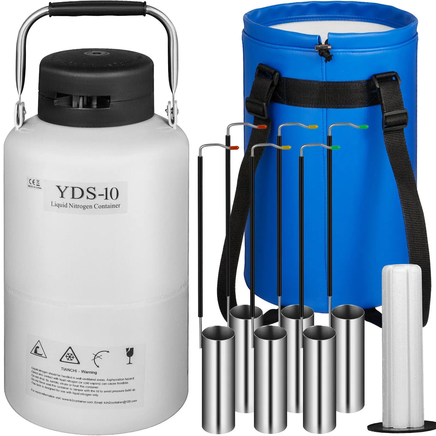 VEVOR 3L 6L 10L 20L Liquid Nitrogen Container Static Cryogenic Tank Aluminum Dremel Accessories Tools Transportation Industry
