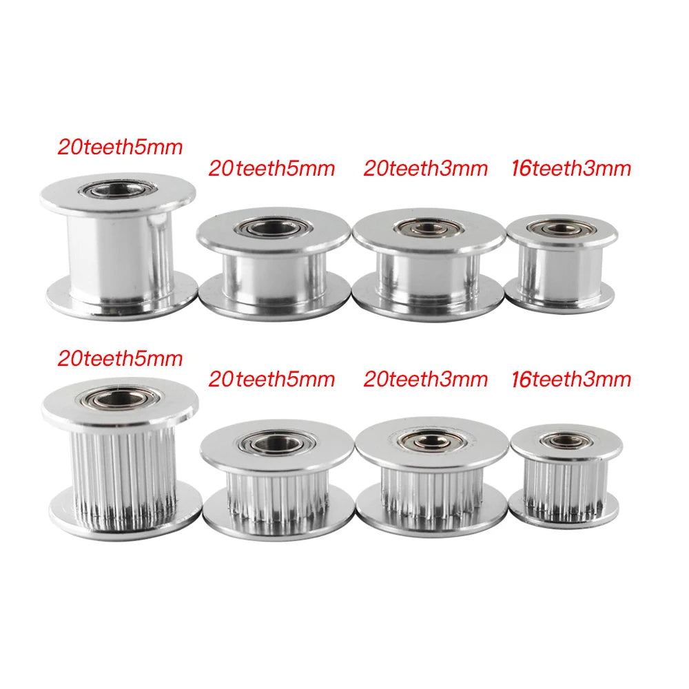 5Pcs GT2 Idler Timing Pulley 16-Tooth 20-Teeth With 3MM or 5MM Bore With Bearings For 3D Printer Parts 2GT Timing Belt 6MM 10MM