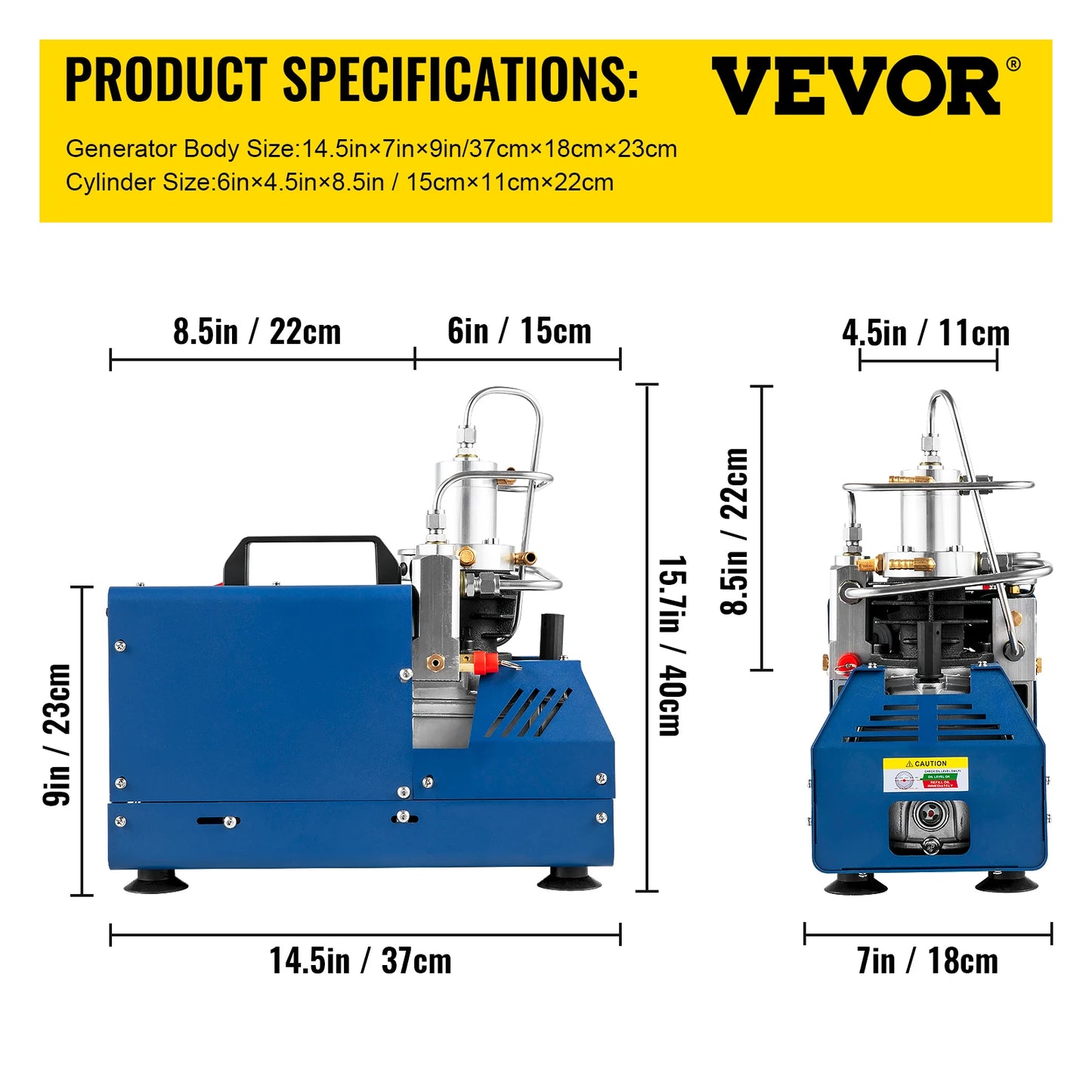 VEVOR 1800W High Pressure PCP Air Compressor Pump 4500PSI/30MPA/300BAR 220V Manual Stop for Paintball, Air Rifle, Diving Bottle
