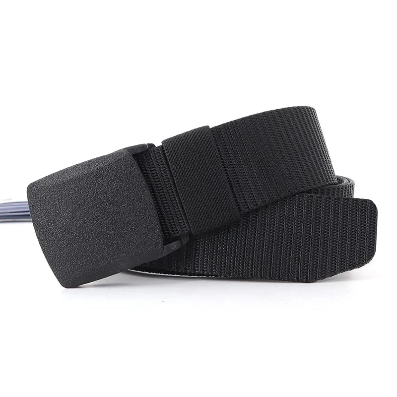 Men/women Belt Outdoor Travel Tactical Belt High Quality Plastic Automatic Buckle New Nylon Unisex Canvas Military Add Long Belt