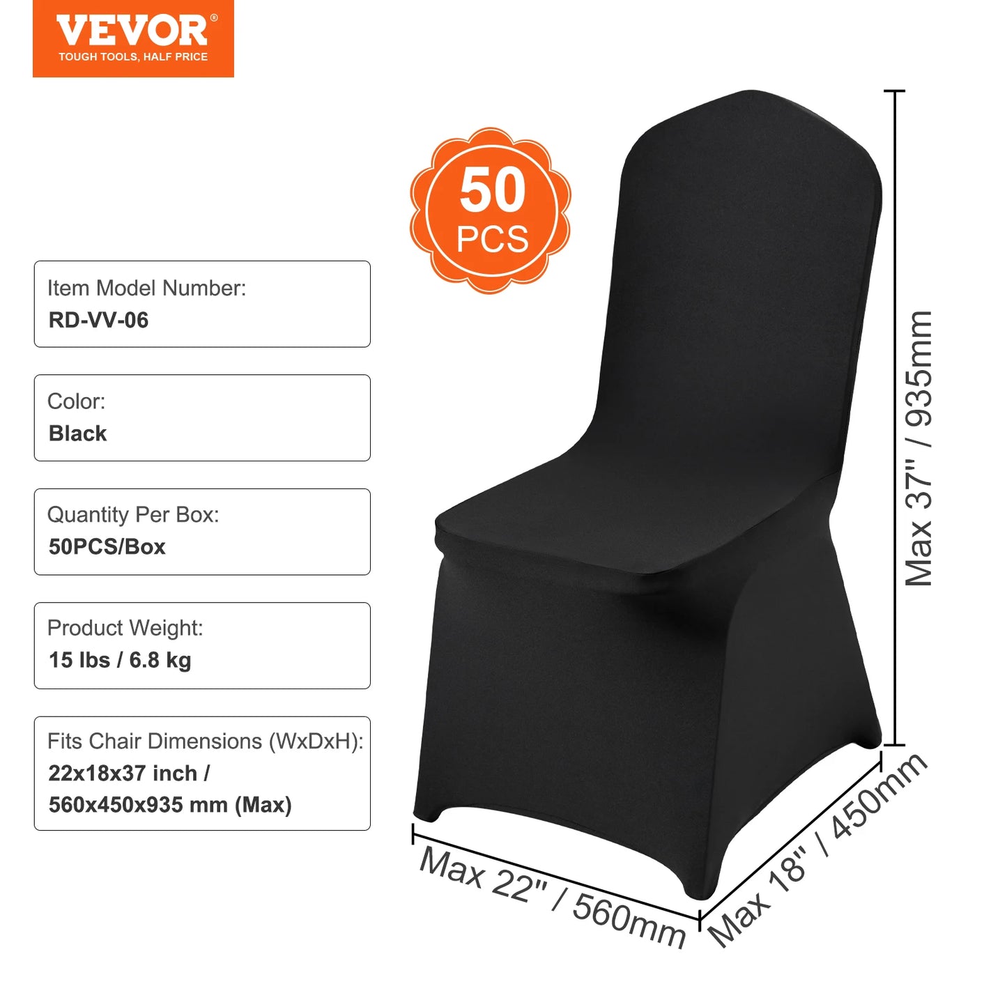 VEVOR 30/50PCS Spandex Chair Cover for Wedding Party Universal Fitted Chair Cover Removable Washable Protective Slipcovers
