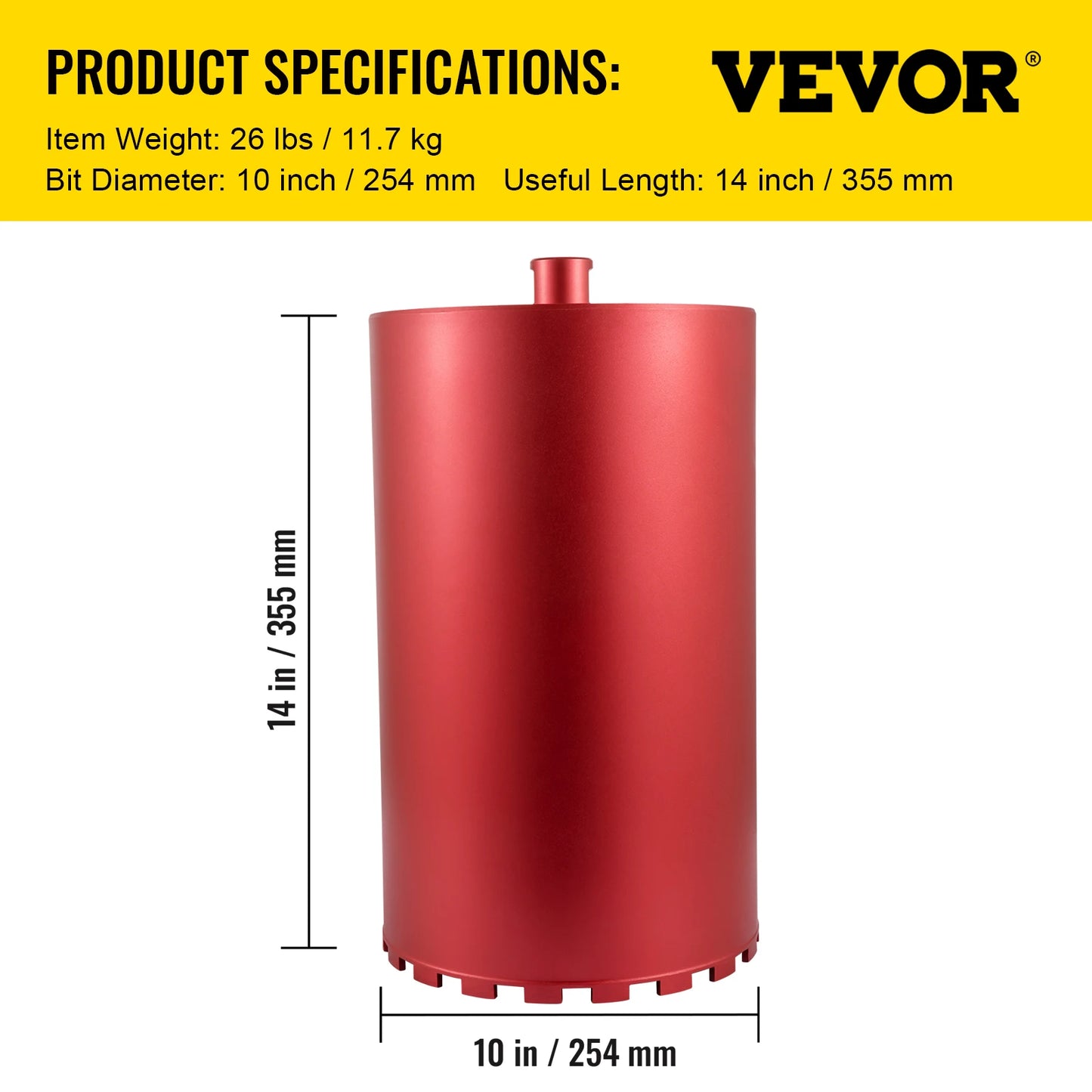 VEVOR Diamond Core Drill Bit 450mm Length 5/4in Universal Thread Hole Cutter for Drilling Concrete Brick Masonry Marble w/ Blade