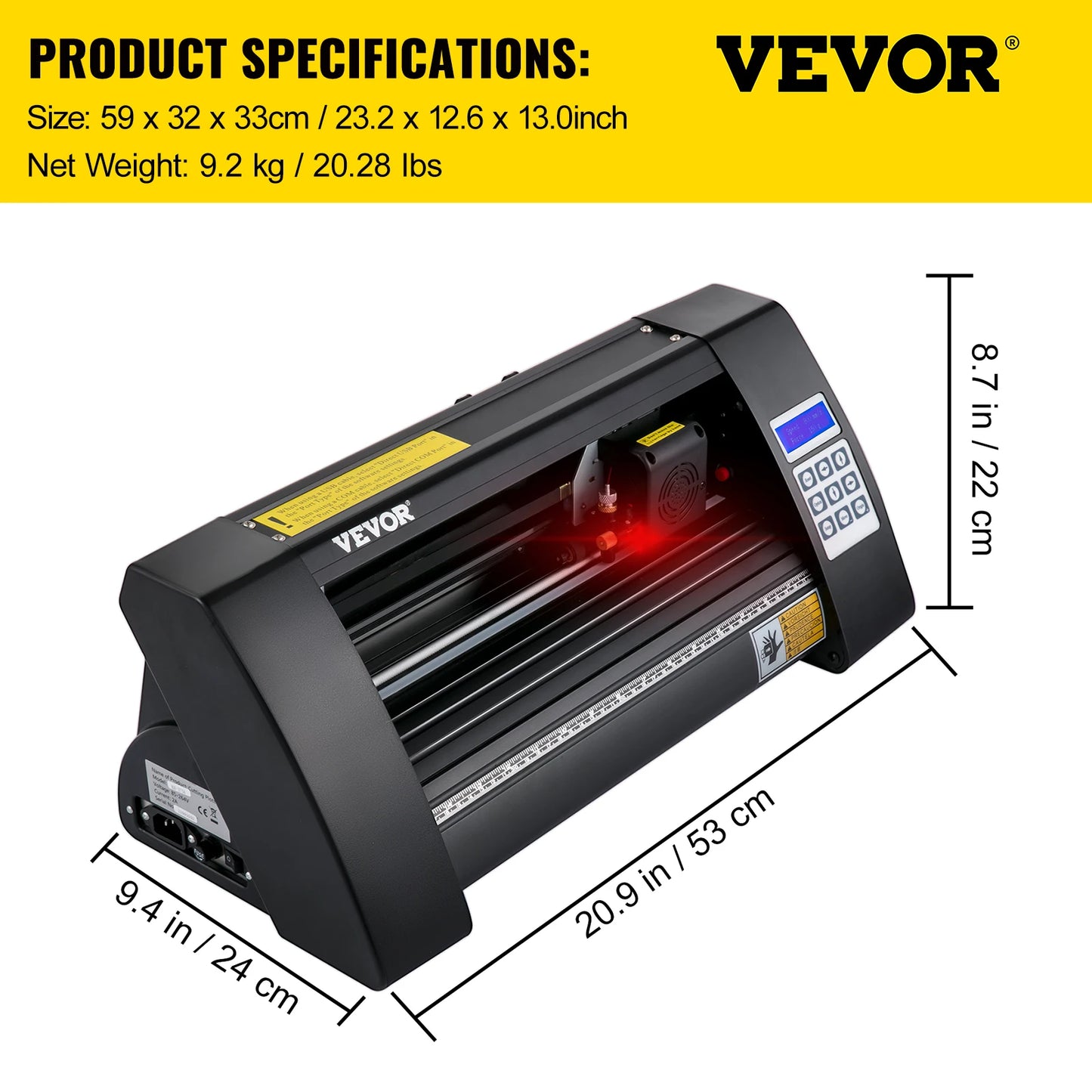 VEVOR 14Inch Semi-Automatic Vinyl Cutter Plotter 375mm Cutting Printer w/ Papers 3 Blades LCD Display SIGNMASTER Software