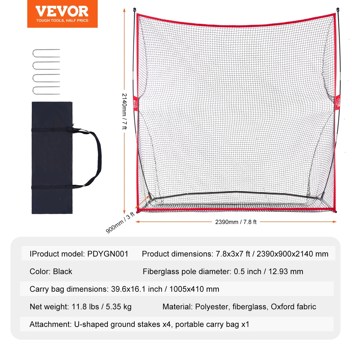 VEVOR Golf Practice Hitting Net Huge 7.8x7ft Golf Net Personal Driving Range for Indoor or Outdoor Use Portable Golf Aid Net