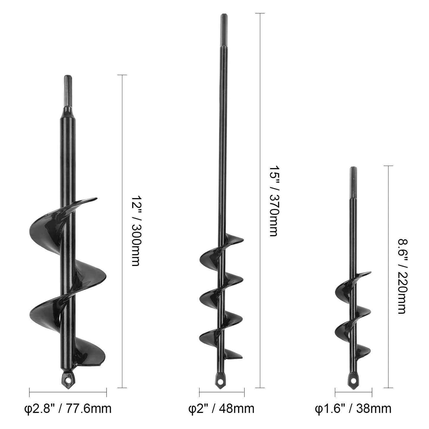 VEVOR Auger Drill Bit for Planting Garden Auger Drill Bit Spiral Drill Bit for Bulbs Planting & Holes Digging Hex Drive Drill