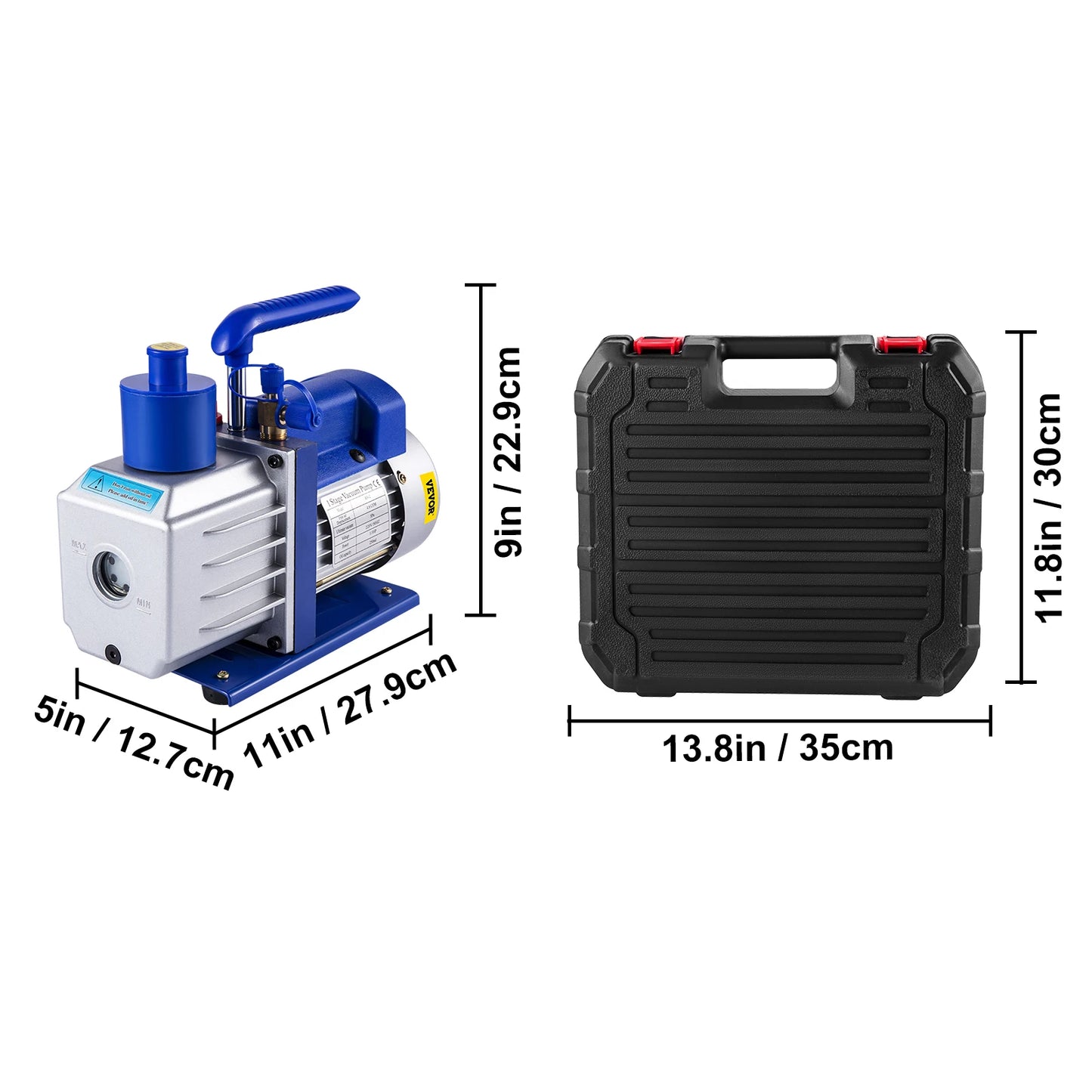 VEVOR 1.8-4.8CFM Refrigerant Vacuum Pump Kits HVAC Refrigeration 1/3 1/4 HP with Manifold Gauge for Household Air Conditioning