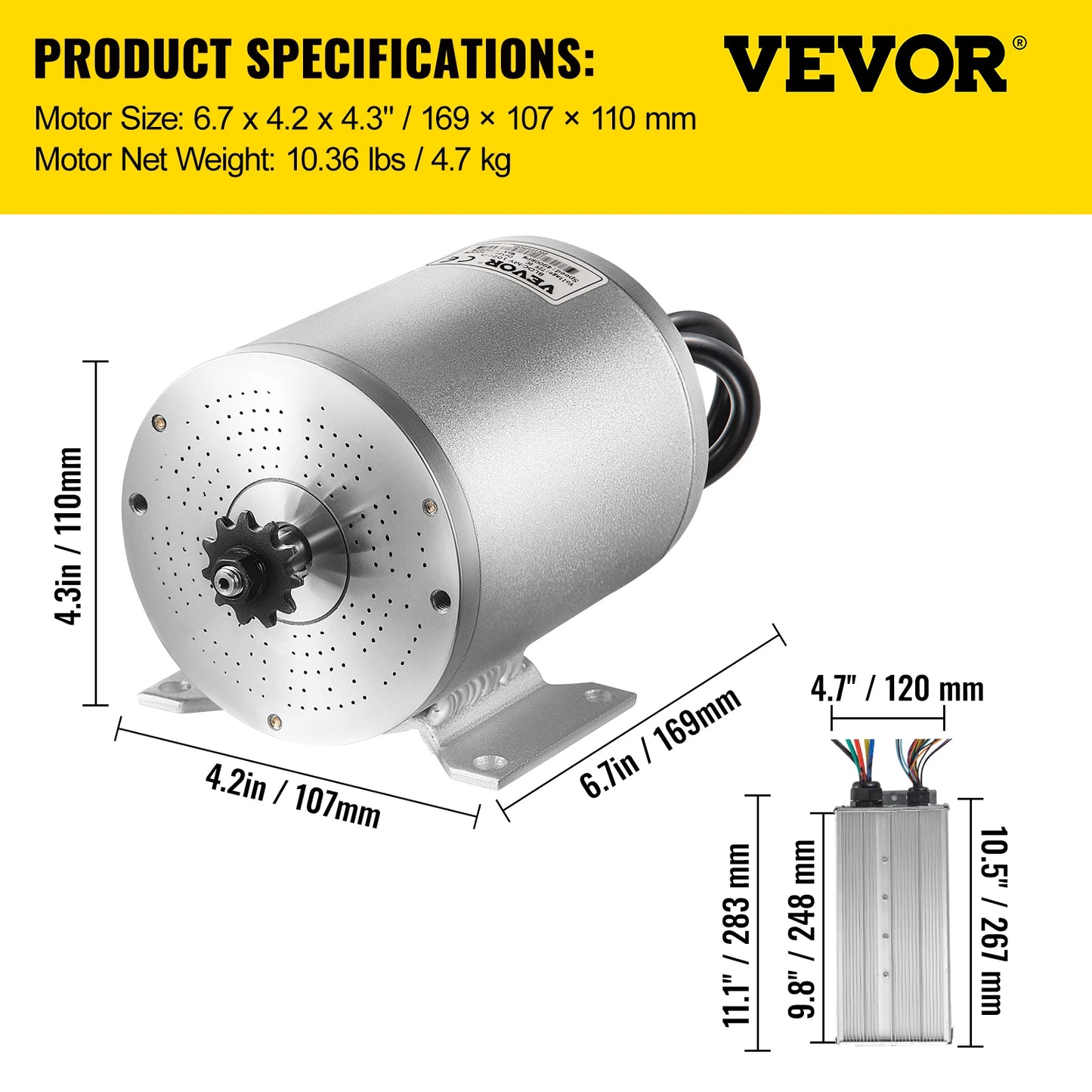 VEVOR Electric Brushless DC Motor 72V 3000W 48V 1500W Brushless Motor Kit w/Controller Throttle Grip for Electric Scooter E Bike