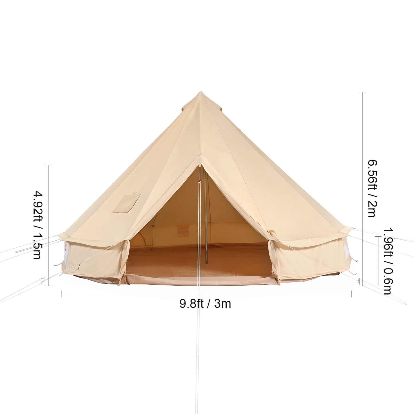 VEVOR Canvas Bell Tent, 4Seasons 3m/9.8ft Yurt Tent, Canvas Tent for Camping with Stove Jack,Breathable Tent Holds up to 4People