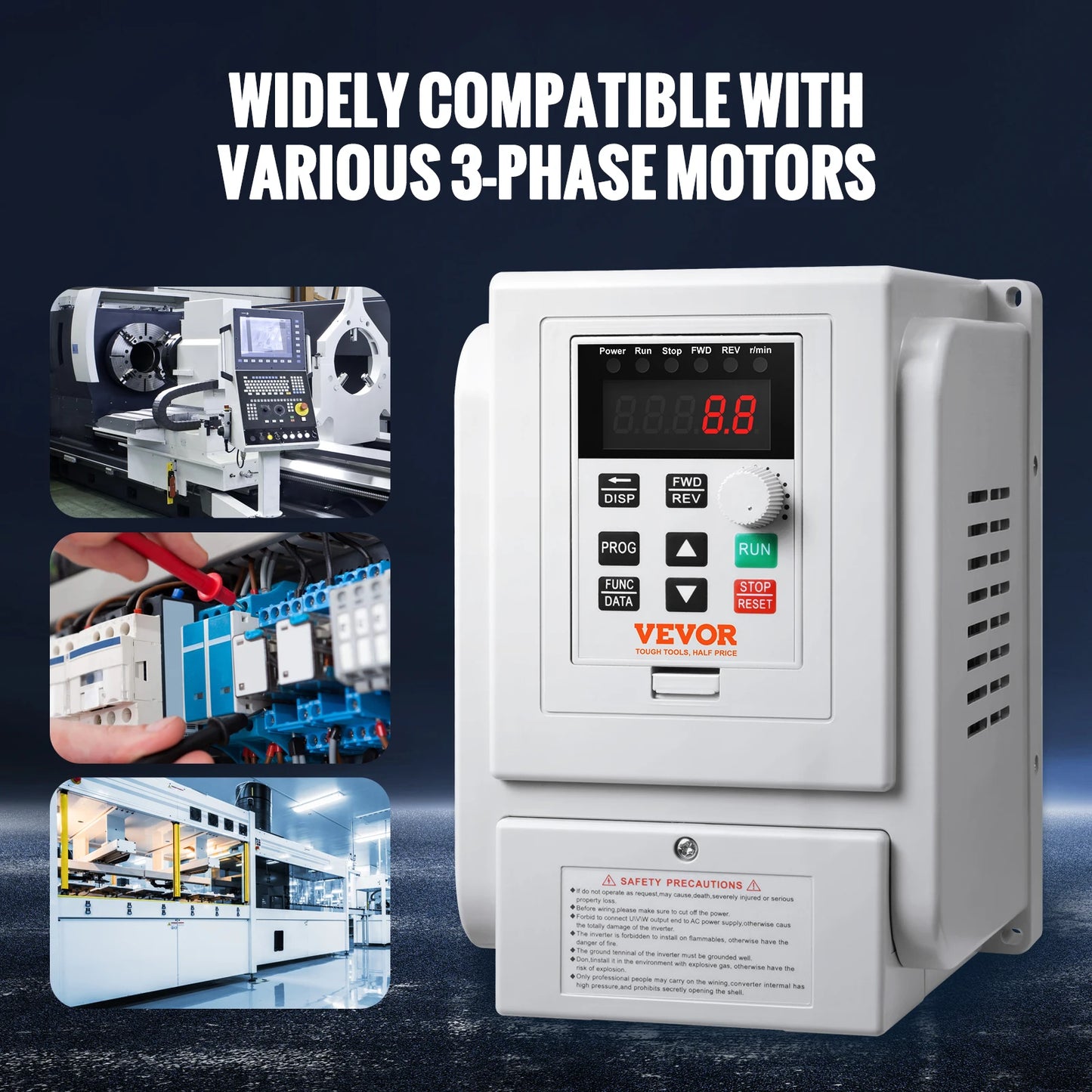 VEVOR 2.2KW VFD Inverter Variable Frequency Drive Converter AC 220V 3P Output Speed Controller for Water Pump Motor CNC