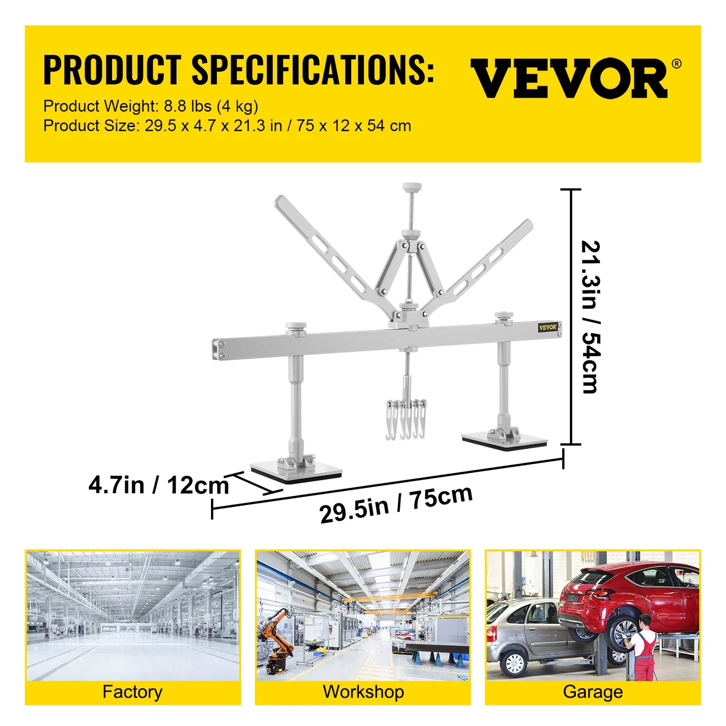 VEVOR Dent Pulling Tool Panel Dent Pull Lever Bar W/ Shockproof Pads Car Body Dent Removal Repair Kit T-Rod Slide Hammer Puller