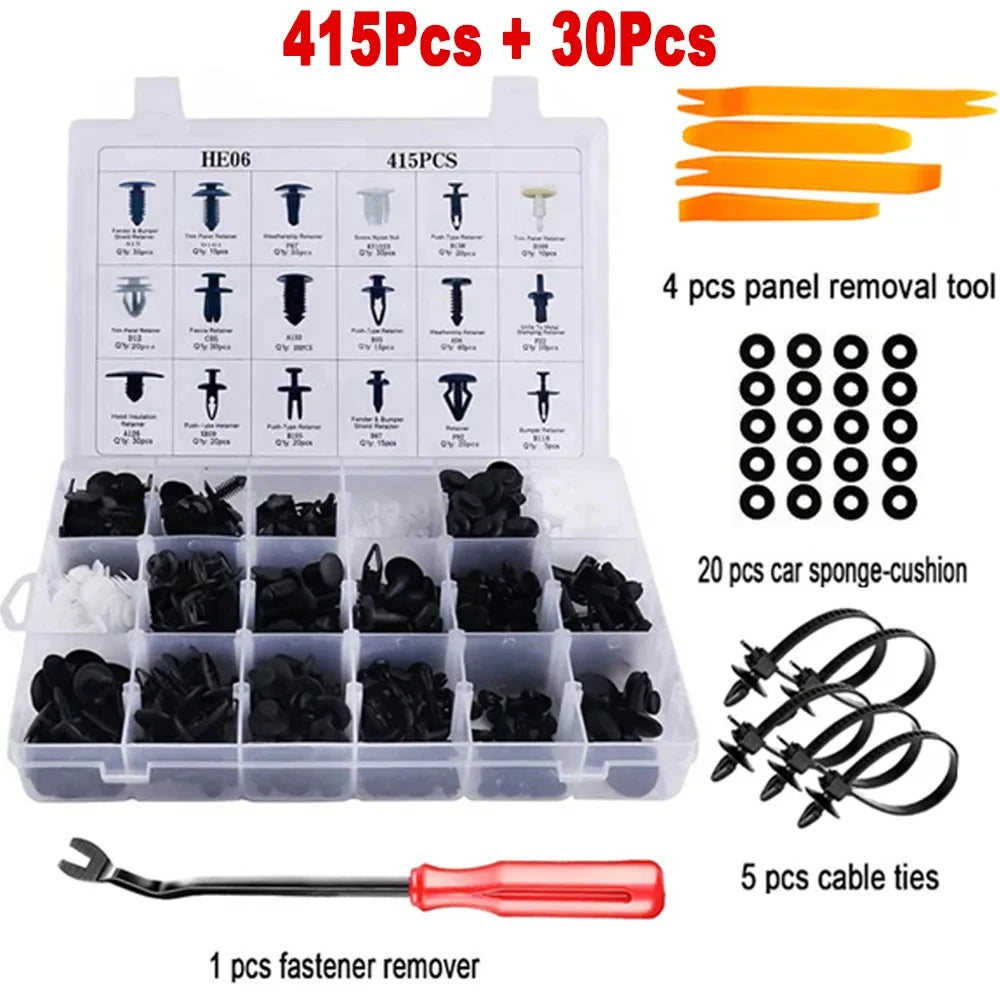 Auto Fastener Clip Kit Fender Rivet Clips 30 Tool Car Body Push and Retainer Pin Rivet Bumper Door Trim and Panel Retainer Clips
