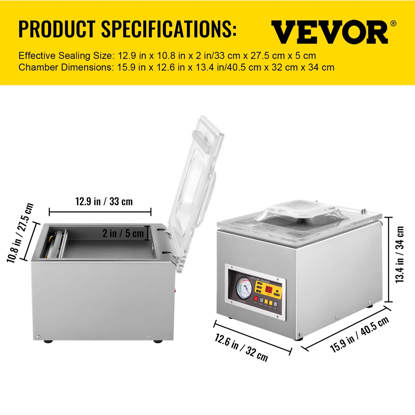 VEVOR Commercial Vacuum Sealer Packing Machine DZ-260S Food Vacuum Sealing Machine for Kitchen Meat Fruit Bag Packaging Sealer