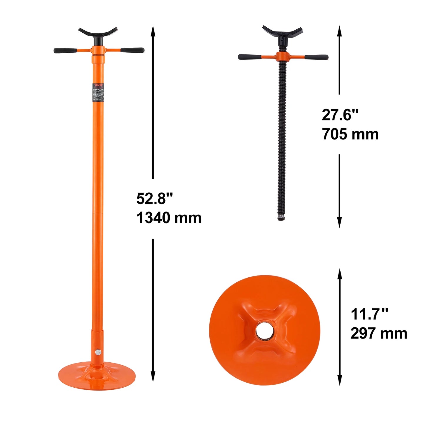 VEVOR Underhoist Support Stand 3/4 Ton Capacity Lifting from 52.8" to 76" Self-Locking Threaded Screw Support Vehicle Components