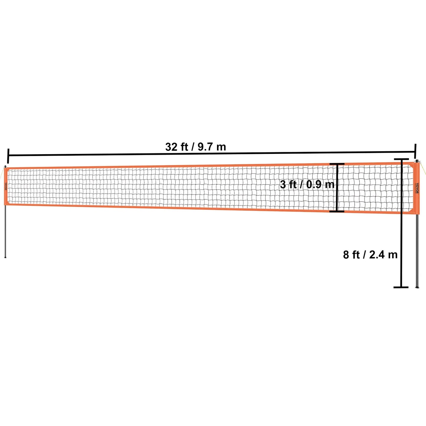 VEVOR Outdoor Volleyball Net System Adjustable Height Steel Poles with PVC Volleyball Pump Carrying Bag for Backyard Beach Lawn