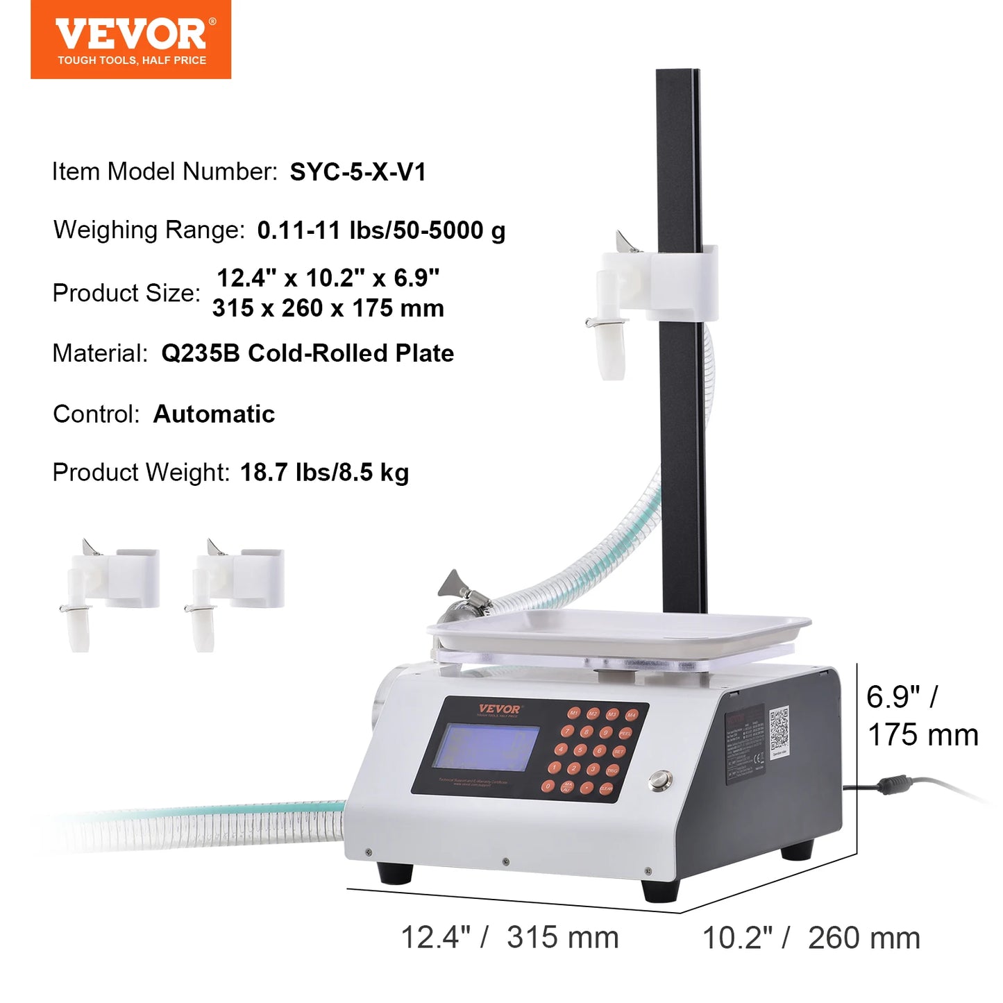 VEVOR Automatic Liquid Filling Machine Bottle Water Filler Gear Pump Digital Control for Perfume Beverage Olive Oil 50-5000g