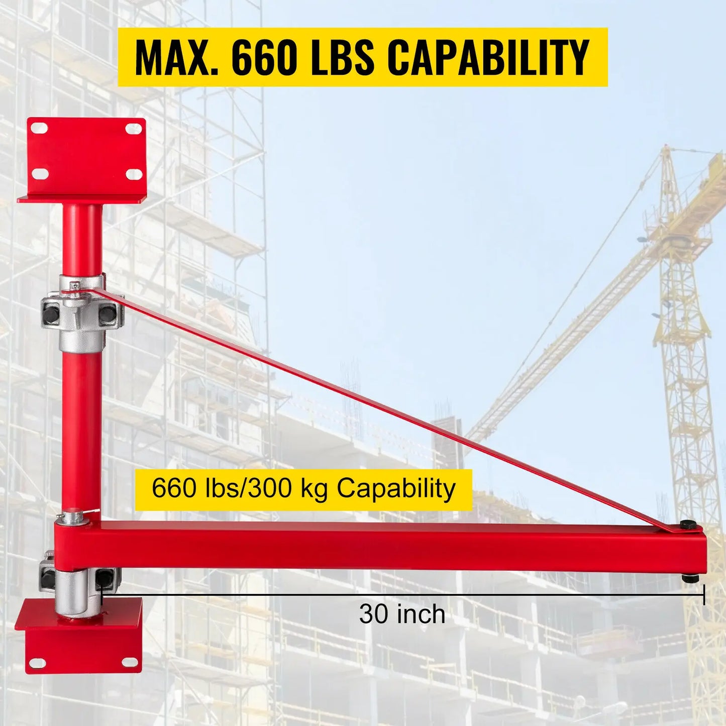 VEVOR 75 - 115 cm Electric Hoist Holder Swing Arm Hoist Accessories Swinging Scaffolding Pole Crane Block For Workshops Garages