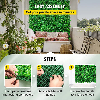 VEVOR Artificial Plant Wall Decoration Boxwood Hedge Wall Panel Home Decor Fake Plants Grass Backdrop Wall Privacy Hedge Screen