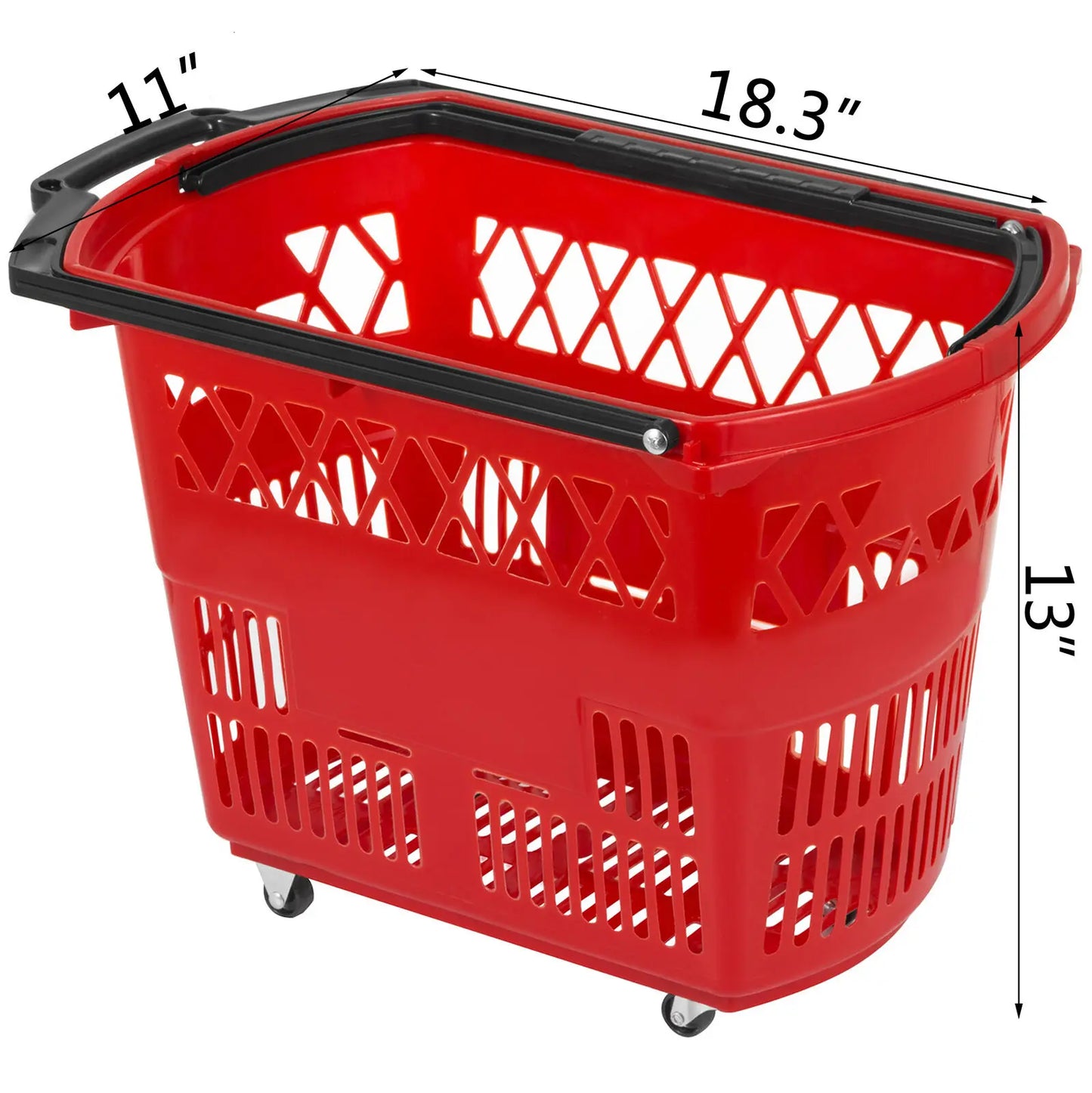 VEVOR 6Pcs Shopping Carts Plastic Rolling Shopping Basket with Wheels and Handles Portable Set for Retail Store Supermarket KTV