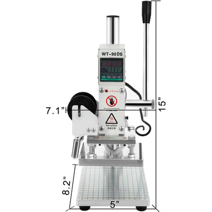 VEVOR WT-90DS Hot Foil Stamping Machine Manual Digital Heat Press Machinine PVC Leather Wood Custom Logo Embossing Bronzing