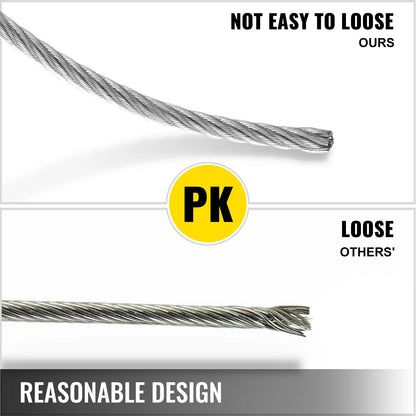 VEVOR 100M 150M 300M Wire Rope 316 Stainless Steel Strong Tension Soft Fishing Lifting Cable 1*19 Construction Clothesline 3.2MM