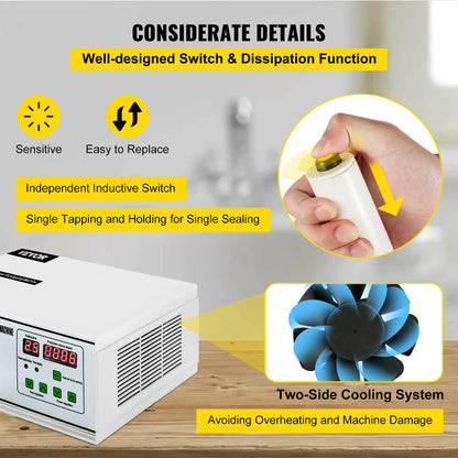 VEVOR Held Induction Sealer 20-100mm Cap Foil Sealing Machine with Microcomputer Intelligent Panel GLF-500A Model for Chem Food