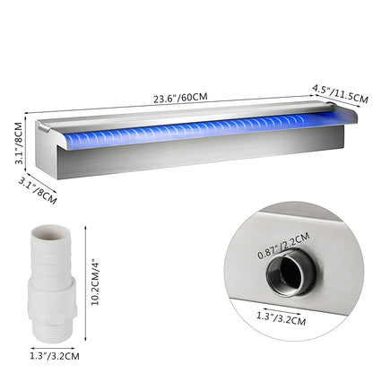 VEVOR 30-150CM Pool Fountain Waterfall With Light Water Pipe Acrylic Fountain Pond Garden Swimming Feature Decorative Fountain