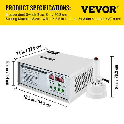 VEVOR Held Induction Sealer 20-100mm Cap Foil Sealing Machine with Microcomputer Intelligent Panel GLF-500A Model for Chem Food