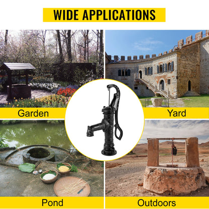 VEVOR Antique Iron Hand Water Pump Pitcher Pump Cast Iron For Outdoor Yard Ponds Garden Farm Well Ornament Feature Decoration