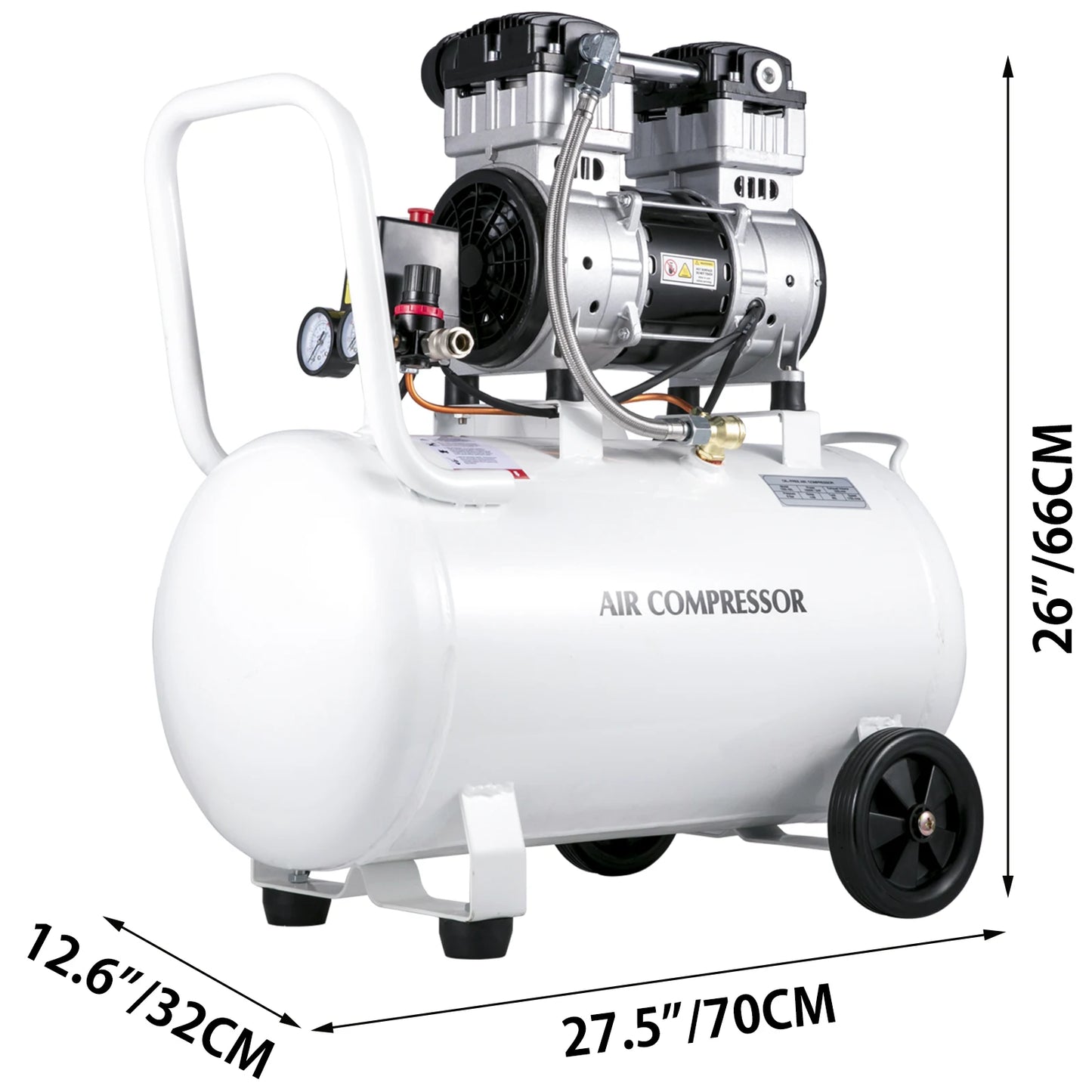 VEVOR 25/60L Air Compressor 110V/240V Silent Oil-Free Air Compressor 750W 1 HP For Home Repair Tire Inflation Whisper Compressor