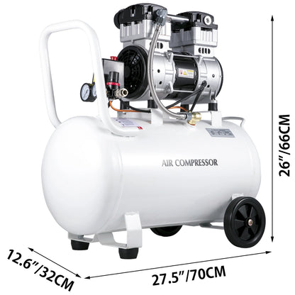 VEVOR 25/60L Air Compressor 110V/240V Silent Oil-Free Air Compressor 750W 1 HP For Home Repair Tire Inflation Whisper Compressor