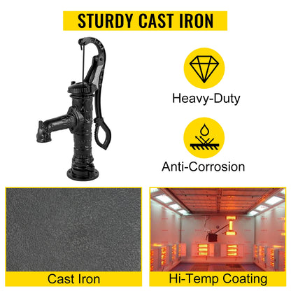 VEVOR Antique Iron Hand Water Pump Pitcher Pump Cast Iron For Outdoor Yard Ponds Garden Farm Well Ornament Feature Decoration