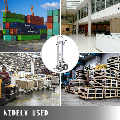 VEVOR 3-in-1 Aluminum Hand Truck Foldable Dolly Cart 1000 lb Capacity 350kg Max Weight for Home Using Industrial Heavy Duty Work