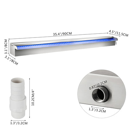 VEVOR 30-150CM Pool Fountain Waterfall With Light Water Pipe Acrylic Fountain Pond Garden Swimming Feature Decorative Fountain