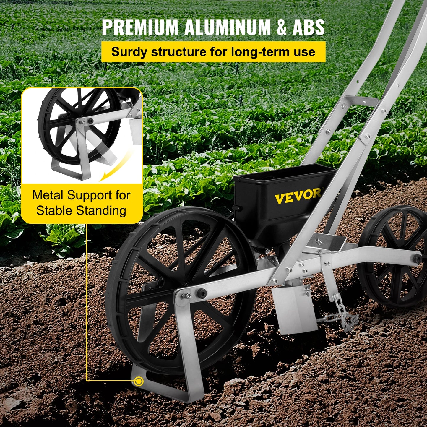 VEVOR Multi-function Hand-push Seeder W/ 6 Seed Plates Precision Lawn Spreader Cotton Vegetable Wheat Corn Peanut Seeder Planter