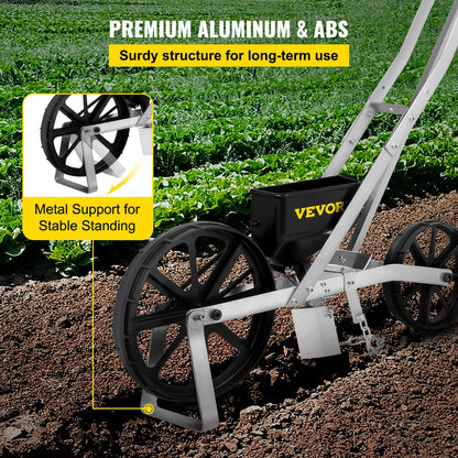 VEVOR Multi-function Hand-push Seeder W/ 6 Seed Plates Precision Lawn Spreader Cotton Vegetable Wheat Corn Peanut Seeder Planter