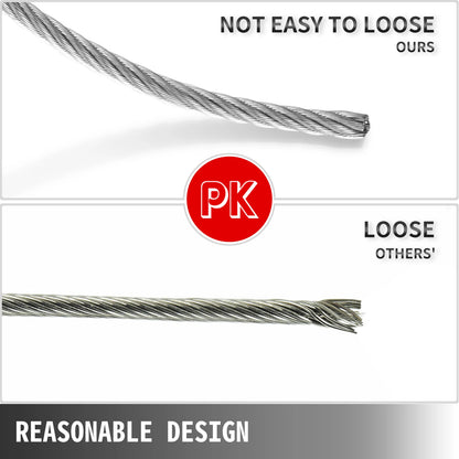 VEVOR 152M / 500Ft Wire Rope 316 Stainless Steel Strong Tension Soft Fishing Lifting Cable 7*7 Clothesline 1.5MM-3.2MM Diameter