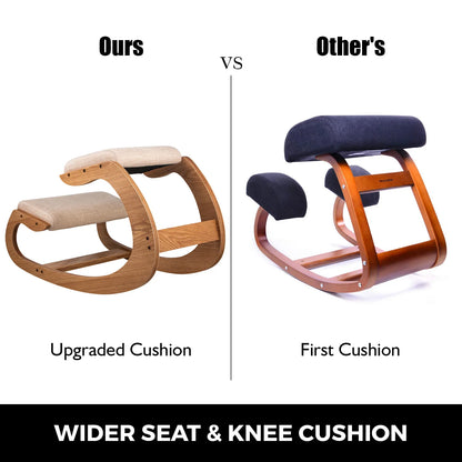 VEVOR Ergonomic Kneeling Chair Stool W/ Thick Cushion Home Office Chair Improving Body Posture Rocking Wood Knee Computer Chair