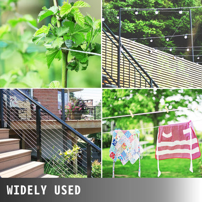 VEVOR 152M / 500Ft Wire Rope 316 Stainless Steel Strong Tension Soft Fishing Lifting Cable 7*7 Clothesline 1.5MM-3.2MM Diameter