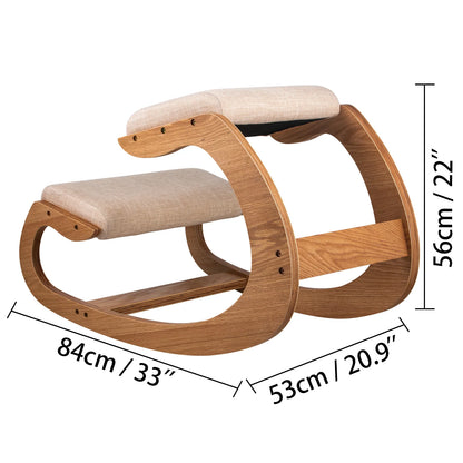 VEVOR Ergonomic Kneeling Chair Stool W/ Thick Cushion Home Office Chair Improving Body Posture Rocking Wood Knee Computer Chair