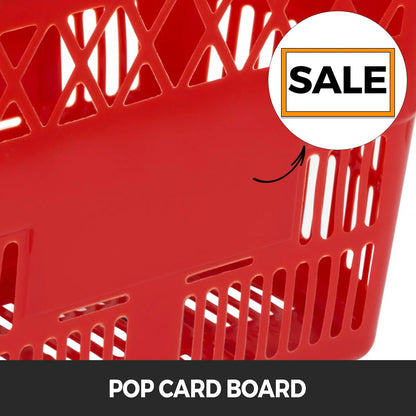 VEVOR 6Pcs Shopping Carts Plastic Rolling Shopping Basket with Wheels and Handles Portable Set for Retail Store Supermarket KTV