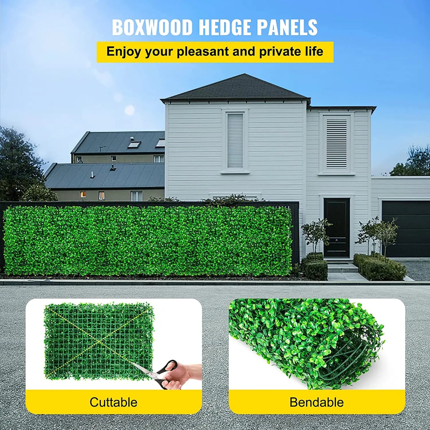 VEVOR Artificial Plant Wall Decoration Boxwood Hedge Wall Panel Home Decor Fake Plants Grass Backdrop Wall Privacy Hedge Screen