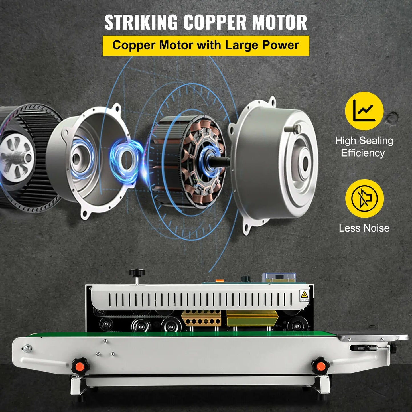 VEVOR FR-900 Automatic Horizontal Continuous Plastic Bag Band Sealing Machine Temperature Control Sealer for Product Packaging