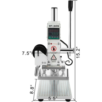 VEVOR WT-90DS Hot Foil Stamping Machine Manual Digital Heat Press Machinine PVC Leather Wood Custom Logo Embossing Bronzing
