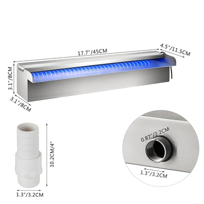 VEVOR 30-150CM Pool Fountain Waterfall With Light Water Pipe Acrylic Fountain Pond Garden Swimming Feature Decorative Fountain