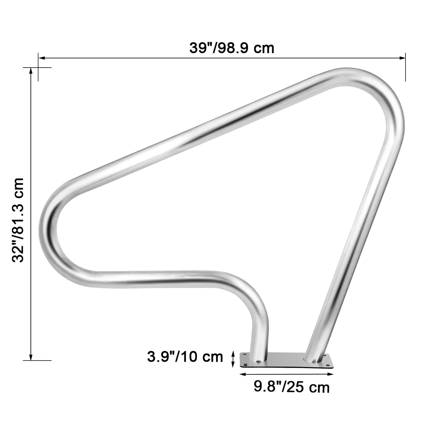 VEVOR 30-55"x22-32" Swimming Pool Handrail With 4ft Grip Cover Humanized Design & M8 Drill Bit Pool Railing Ladder Stair Rail