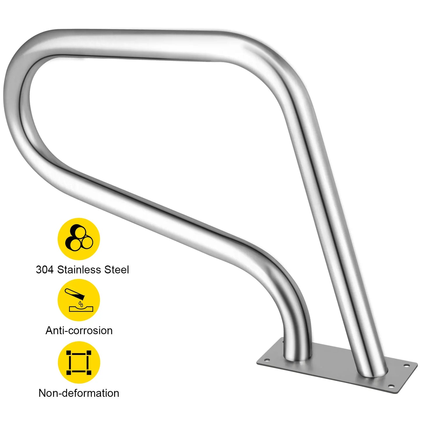 VEVOR 30-55"x22-32" Swimming Pool Handrail With 4ft Grip Cover Humanized Design & M8 Drill Bit Pool Railing Ladder Stair Rail