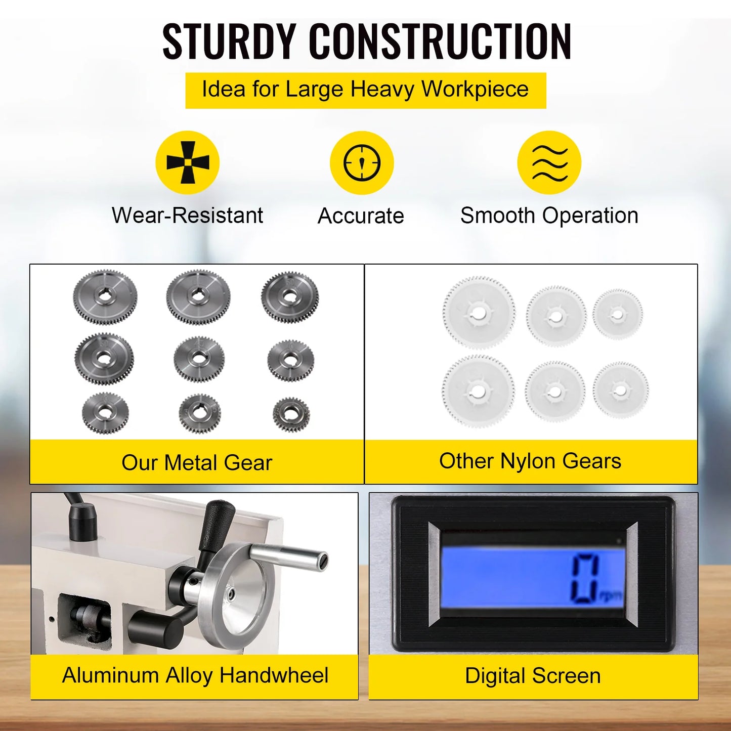 VEVOR Mini Metal Lathe Machine 8"x14" (210*350 mm) 650W Variable Speed for DIY Metal Working Turning Drilling Threading Milling
