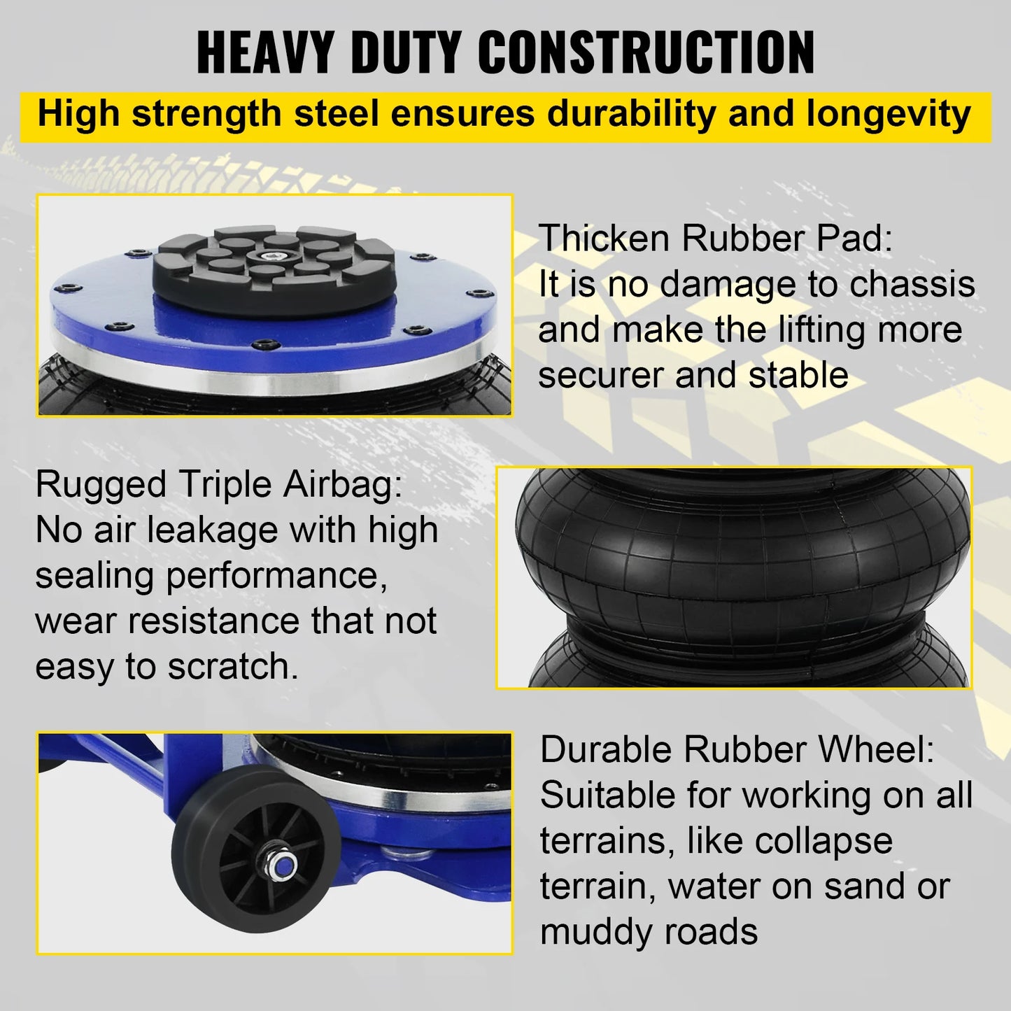 VEVOR 3 / 5 Ton Car Triple Bag Air Jack Pneumatic Jack Fast Lifting Height 16 Inch / 40CM for Car Truck Van SUV Auto Repair Tool